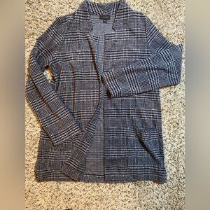 J. Jill Navy and White Textured Knit Blazer Cardigan